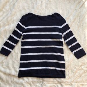 Loft Navy and White Stripe 3/4 Sleeve Sweater Sz M